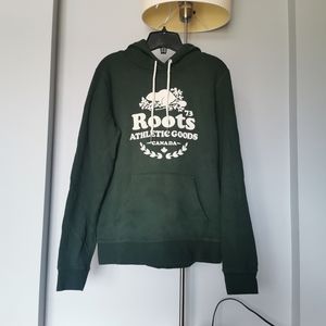 Roots dark green pullover hoodie size medium